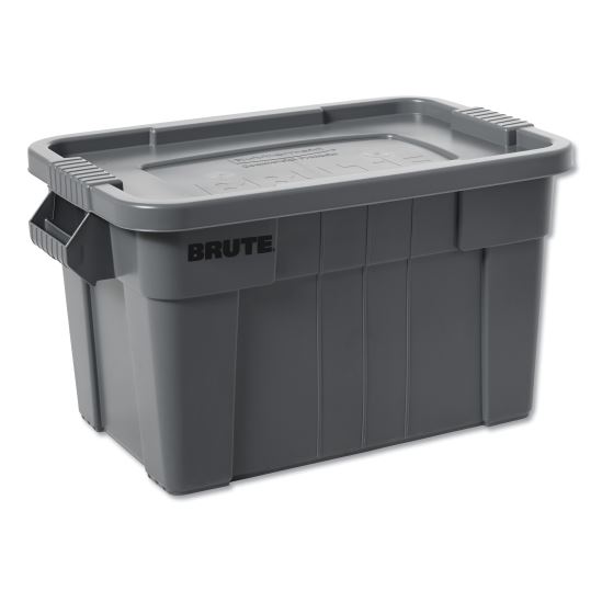 BRUTE Tote with Lid, 14 gal, 27.5" x 16.75" x 10.75", Gray1