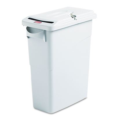 Slim Jim Confidential Document Receptacle with Lid, Rectangle, 15.88 gal, Light Gray1
