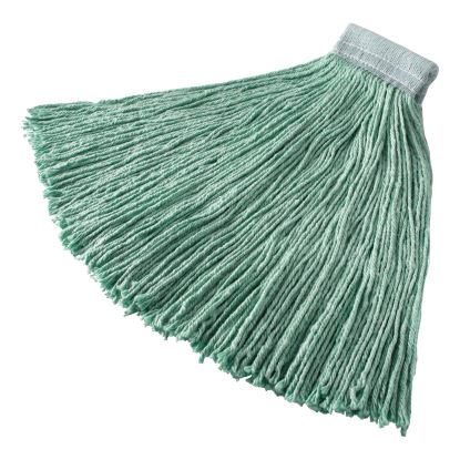 Non-Launderable Cotton/Synthetic Cut-End Wet Mop Heads, 24 oz, Green, 5" White Headband1