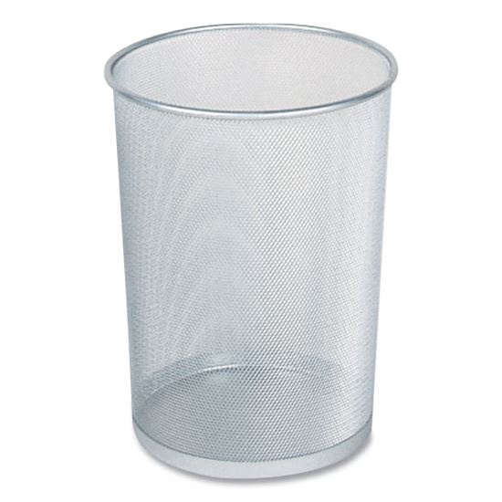 Steel Mesh Wastebasket, Round, 5 gal, Silver1