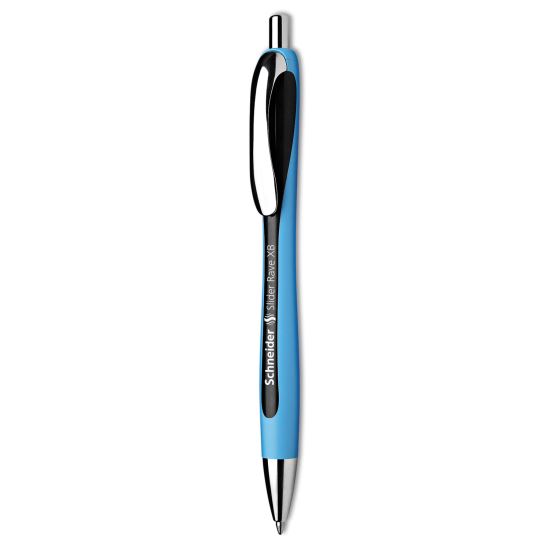 Slider Rave XB Ballpoint Pen, Retractable, Extra-Bold 1.4 mm, Black Ink, Black/Light Blue Barrel1