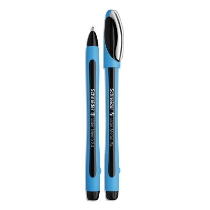 Slider Memo XB Ballpoint Pen, Stick, Extra-Bold 1.4 mm, Black Ink, Black/Light Blue Barrel, 10/Box1