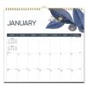 12-Month Colorful Wall Calendar, Watercolor Gold Detail Floral Artwork, 12 x 17, White Sheets, 12-Month (Jan to Dec): 20232