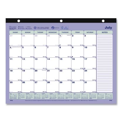 Academic 13-Month Desk Pad Calendar, 11 x 8.5, Black Binding, 13-Month (July to July): 2022 to 20231