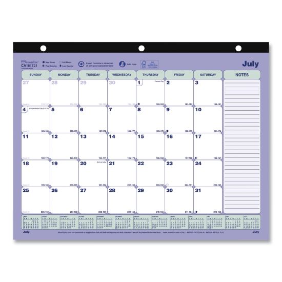 Academic 13-Month Desk Pad Calendar, 11 x 8.5, Black Binding, 13-Month (July to July): 2022 to 20231