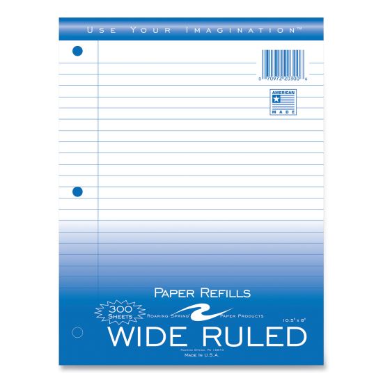 Notebook Filler Paper, 3-Hole, 8 x 10.5, Wide/Legal Rule, 300/Pack1