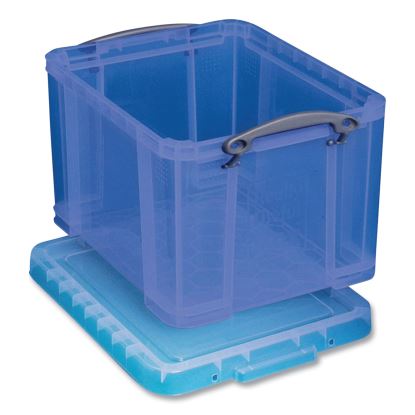 Snap-Lid Storage Bin, 8.45 gal, 14" x 18" x 12.25", Transparent Blue1