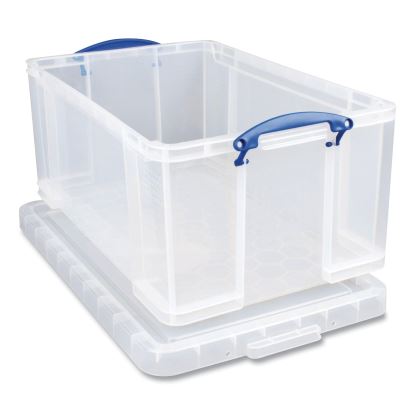 Snap-Lid Storage Bin, 16.9 gal, 17.31" x 28" x 12.25", Clear/Blue1