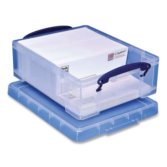 Snap-Lid Storage Bin, 2.14 gal, 11" x 14" x 5", Clear/Blue1