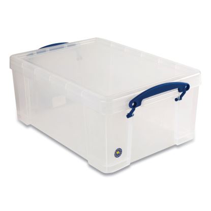 Snap-Lid Storage Bin, 2.37 gal, 10.25" x 14.5" x 6.25", Clear/Blue, 4/Pack1