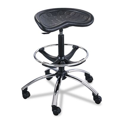 SitStar Stool, Backless, Supports Up to 250 lb, 27" to 34" Seat Height, Black Seat, Black/Chrome Base1