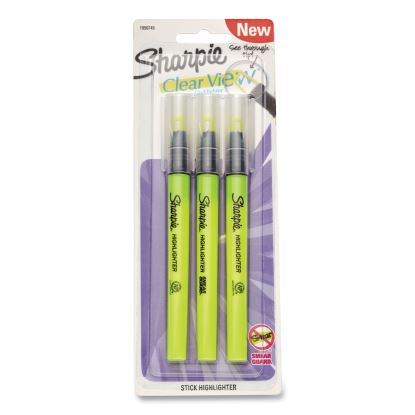 Clearview Pen-Style Highlighter, Fluorescent Yellow Ink, Chisel Tip, Yellow/Black/Clear Barrel, 3/Pack1