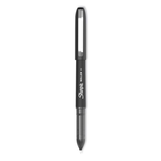 Professional Design Roller Ball Pen, Stick, Fine 0.5 mm, Black Ink, Black Barrel, 4/Pack1