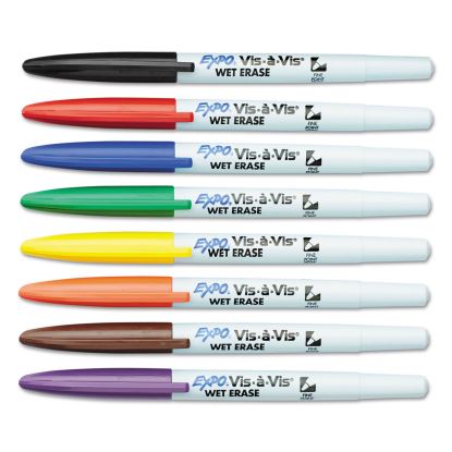 Vis-a-Vis Wet Erase Marker, Fine Bullet Tip, Assorted Colors, 8/Set1