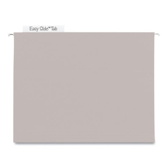 TUFF Extra Capacity Hanging File Folders with Easy Slide Tabs, 4" Capacity, Letter, 1/3-Cut Tabs, Steel Gray, 18/Box1