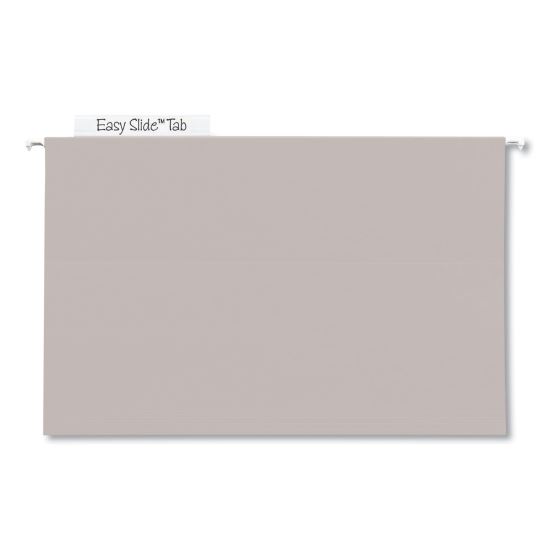 TUFF Extra Capacity Hanging File Folders with Easy Slide Tabs, 4" Capacity, Legal, 1/3-Cut Tabs, Steel Gray, 18/Box1