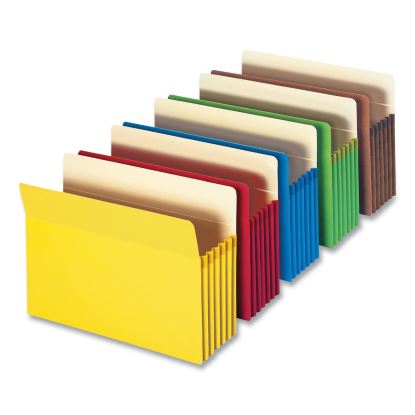 Colored File Pockets, 5.25" Expansion, Letter Size, Assorted Colors, 5/Box1