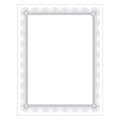 Premium Certificates, 8.5 x 11, White/Silver with Spiro Silver Foil Border,15/Pack1