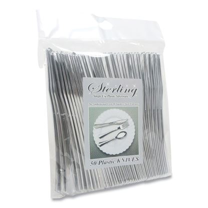 Sterling Heavy-Duty Plastic Cutlery, Knives, Silver, 50/Pack1