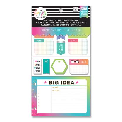 Productivity Multi Accessory Pack, 20 Double-Sided Pre-Punched Cards, 20 Half-Sheet Stickers, 3 Sticky Note Pads1