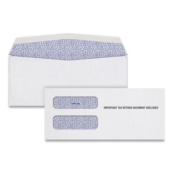 1099 Double Window Envelope, Commercial Flap, Gummed Closure, 3.75 x 8.75, White, 24/Pack1