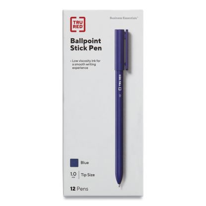 Ballpoint Pen, Stick, Medium 1 mm, Blue Ink, Blue Barrel, Dozen1