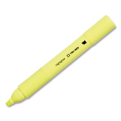 Pen Style Chisel Tip Highlighter, Yellow Ink, Chisel Tip, Yellow Barrel, Dozen1