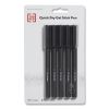 Quick Dry Gel Pen, Stick, Fine 0.5 mm, Black Ink, Black Barrel, 5/Pack1