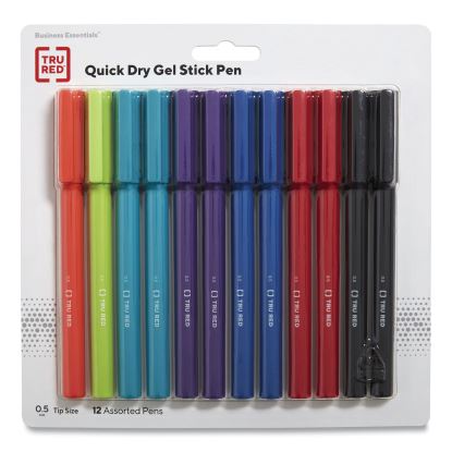 Quick Dry Gel Pen, Retractable, Fine 0.5 mm, Assorted Ink and Barrel Colors, 12/Pack1