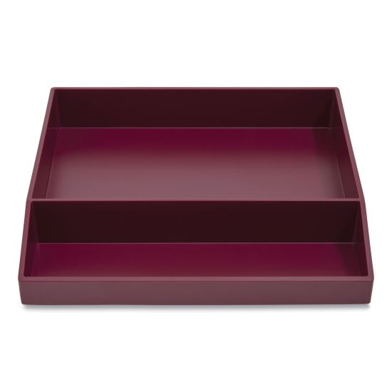 Divided Stackable Plastic Tray, 2 Compartments, 9.44 x 9.84 x 1.77, Purple1