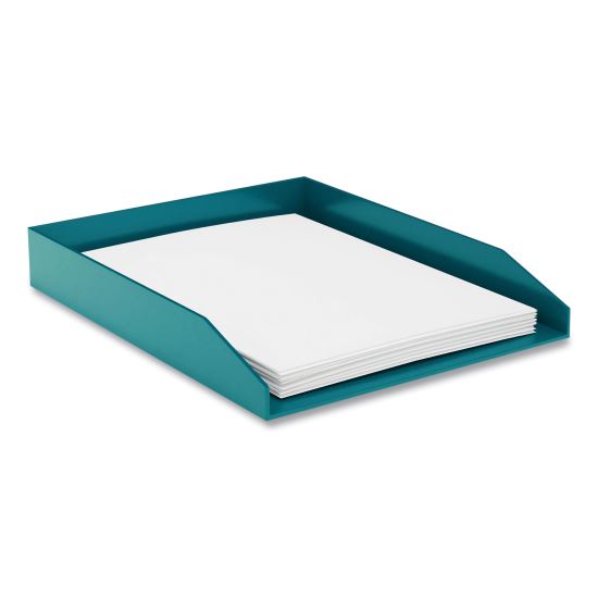 Front-Load Stackable Plastic Document Tray, 1 Section, Letter Size Files, 9.8 x 12.24 x 1.75, Teal1