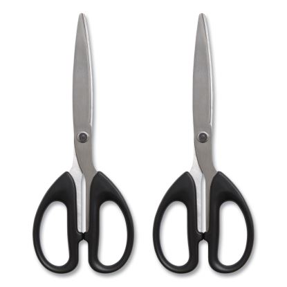 Stainless Steel Scissors, 7" Long, 2.64" Cut Length, Assorted Straight Handles, 2/Pack1