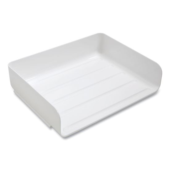 Side-Load Stackable Plastic Document Tray, 1 Section, Letter-Size, 12.63 x 9.72 x 3.01, White, 6/Pack1