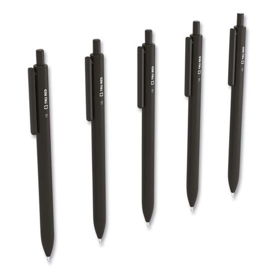 Quick Dry Gel Pen, Retractable, Bold 1 mm, Black Ink, Black Barrel, 5/Pack1