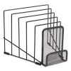 Metal Incline Sorter with Wire Mesh Mobile Device Holder, 6 Sections, 7.48 x 8.77 x 7.55, Matte Black2