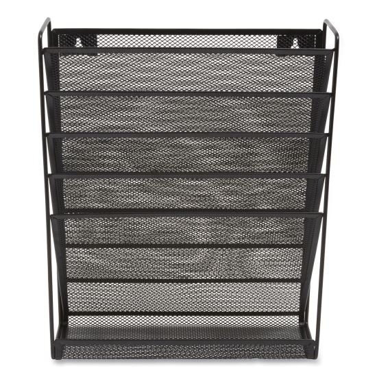 Wire Mesh Incline Sorter, Enclosed Design, 5 Sections, Letter-Size, 13.38 x 4.52 x 16.45, Matte Black1