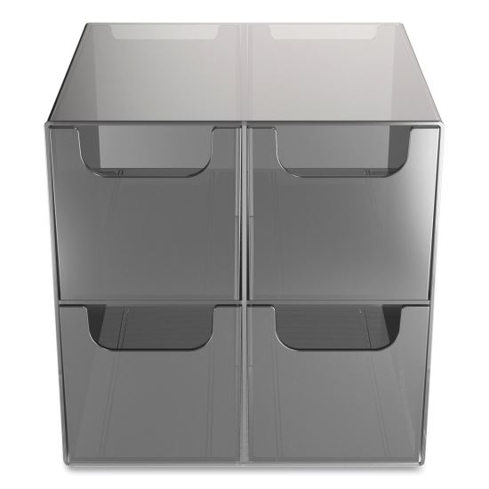 Plastic Cube Desktop Organizer, 4 Compartments, 6 x 6 x 6, Smoke1