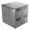 Plastic Cube Desktop Organizer, 4 Compartments, 6 x 6 x 6, Smoke2