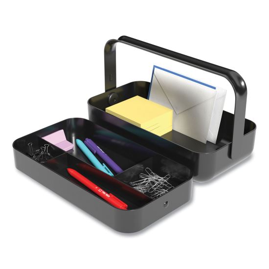 Plastic Desktop Caddy, 5 Compartments, 4.33 x 11.5 x 8.07, Black1