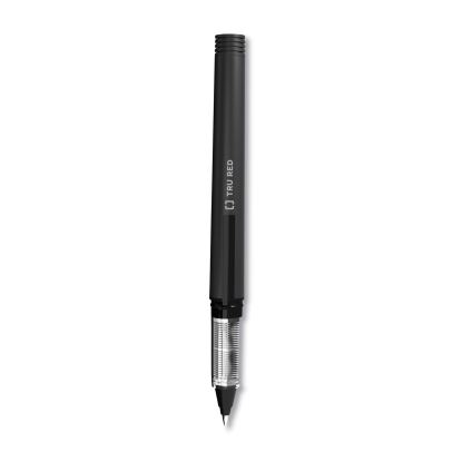 Roller Ball Pen, Stick, Fine 0.5 mm, Black Ink, Black Barrel, Dozen1