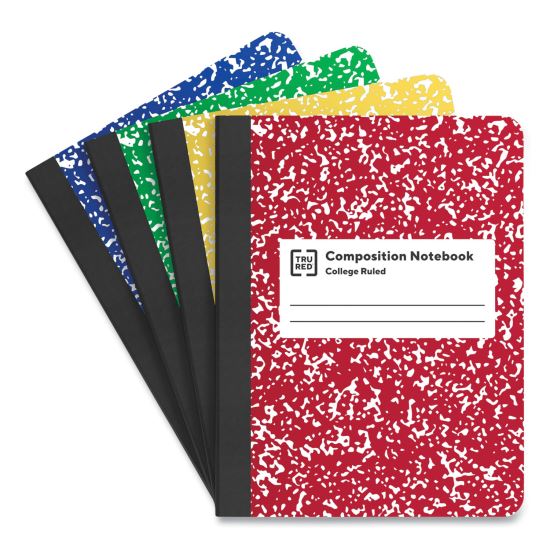 Composition Notebook, Medium/College Rule, Assorted Marble Covers, 9.75 x 7.5, 100 Sheets, 4/Pack1