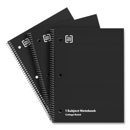 One-Subject Notebook, Medium/College Rule, Black Cover, 11 x 8.5, 70 Sheets, 3/Pack1