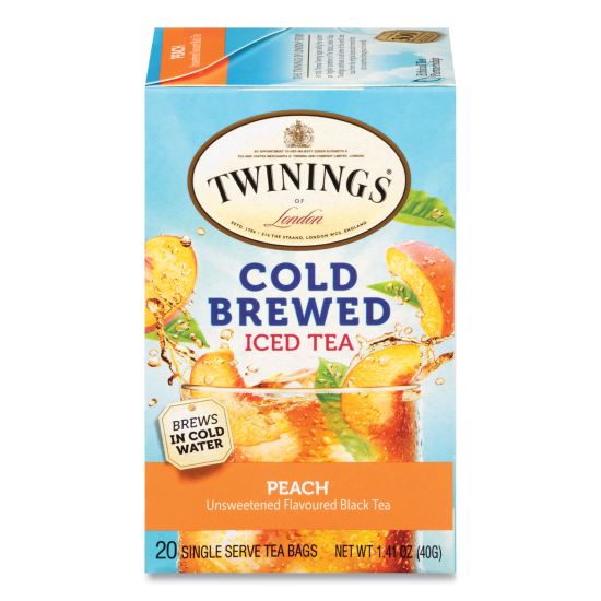 Cold Brew Iced Tea Bags, Peach, 0.07 oz Tea Bag, 20/Box1