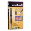 VISION Roller Ball Pen, Stick, Micro 0.5 mm, Blue Ink, Black/Blue Barrel, 12/Pack1