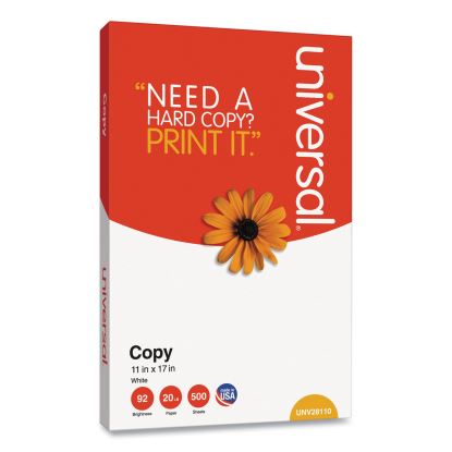 Copy Paper, 92 Bright, 20 lb Bond Weight, 11 x 17, White, 500 Sheets/Ream1