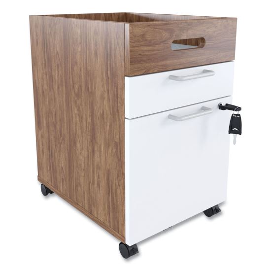 Essentials Mobile Pedestal File, Left or Right, 2-Drawers: Box/File, Legal/Letter, White/Espresso, 15.5" x 21.2" x 24.2"1