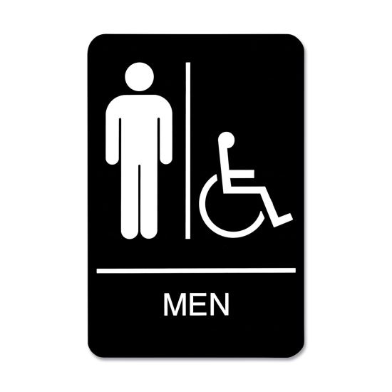 ADA Sign, Men/Wheelchair Accessible Tactile Symbol, Plastic, 6 x 9, Black/White1