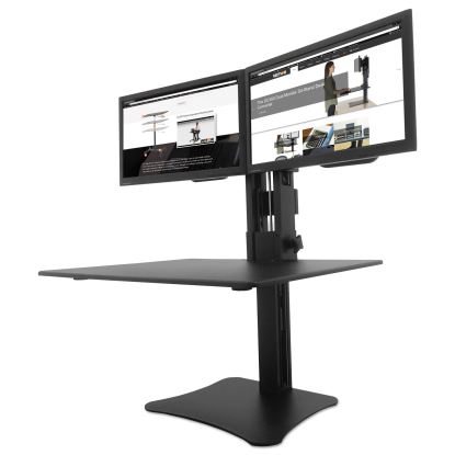 High Rise Dual Monitor Standing Desk Workstation, 28" x 23" x 10.5" to 15.5", Black1