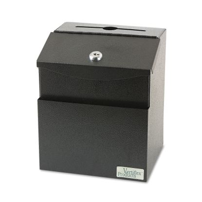 Steel Suggestion Box with Locking Top, 7 x 6 x 8.5, Black1