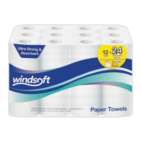 Premium Kitchen Roll Towels, 2-Ply, 11 x 6, White, 110/Roll, 12 Rolls/Carton1